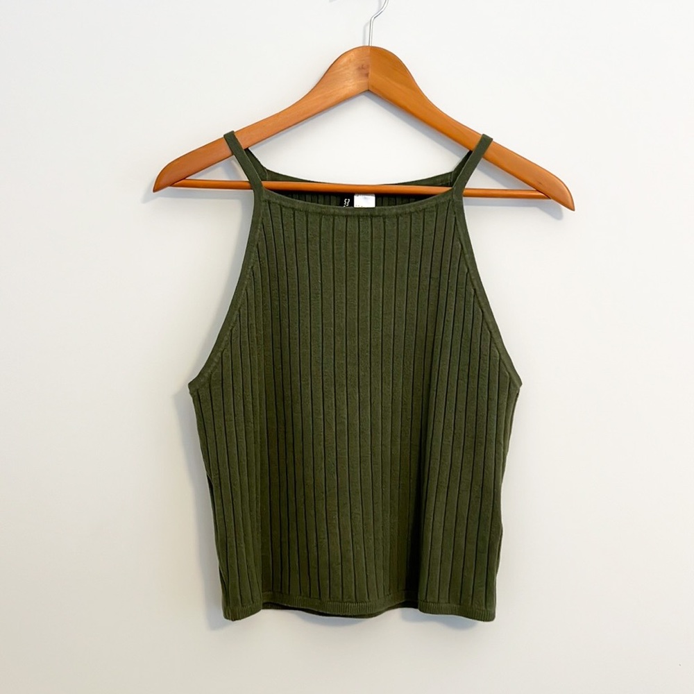H&M Divided Halter Tank Top | Olive Green | Size Medium